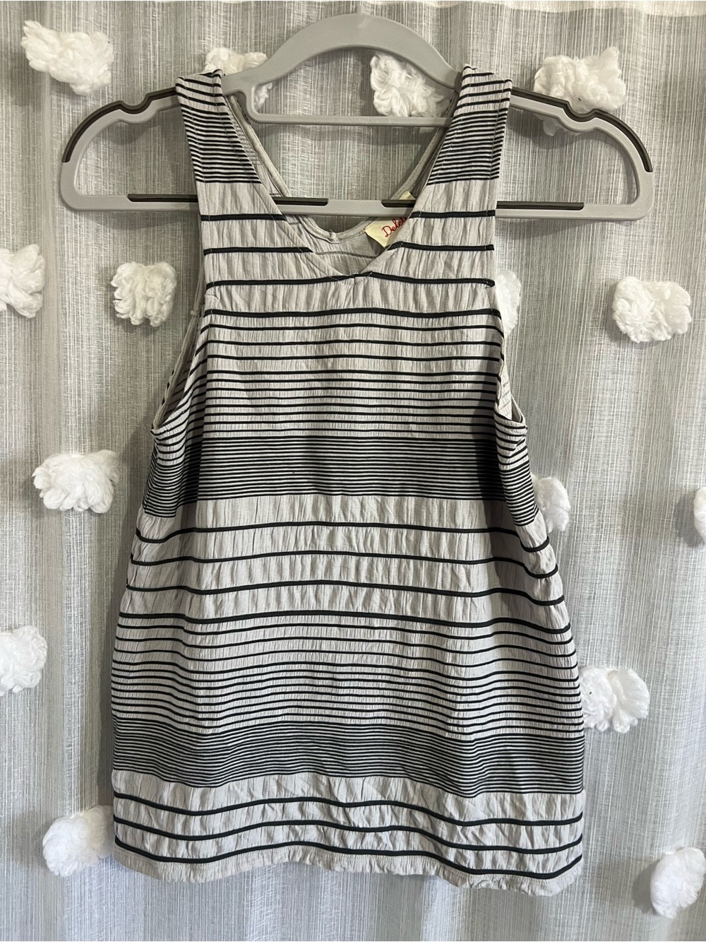 Deletta Anthropologie Stacked Striped Gray & Black Tank Top